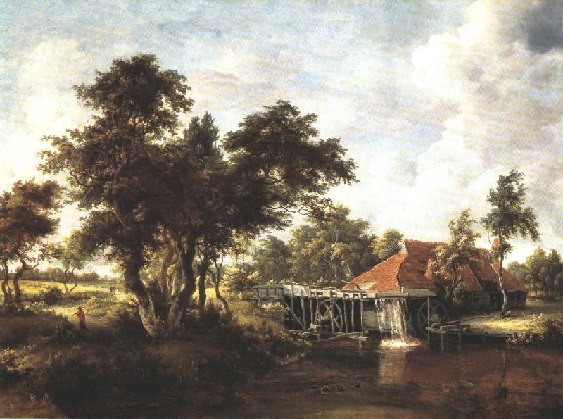 HOBBEMA, Meyndert Wooded Landscape with Water Mill wf